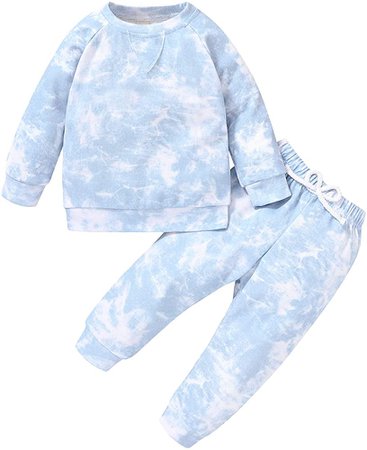 Amazon.com: Toddler Baby Girl Pants Sets Solid Color Long Sleeve Blouse Top + Pants Fall Outfits 2PCS Winter Newborn Clothes (Tie-dye: Blue, 18-24 Months): Clothing