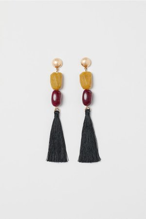 Long Tasseled Earrings - Gold-colored/dark red - Ladies | H&M US
