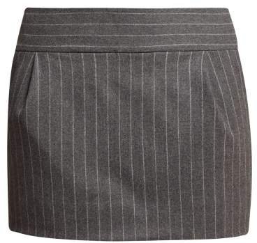 Pinstriped Wool Blend Mini Skirt - Womens - Grey Multi