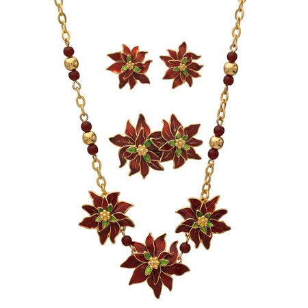 poinsettia earrings and necklace - Google Search