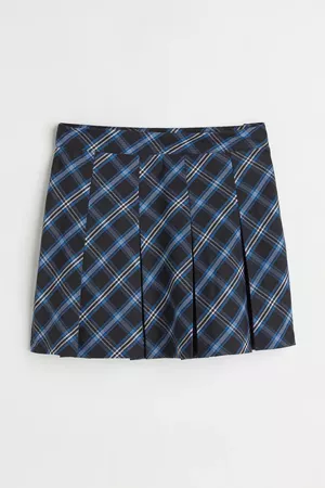 Short Twill Skirt - Blue/plaid - Ladies | H&M US