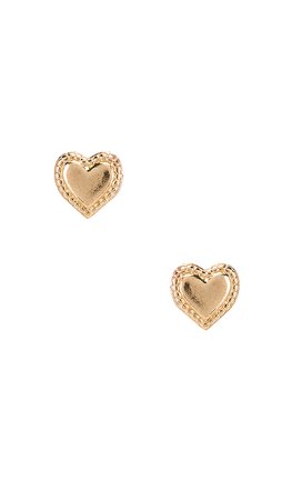 Natalie B Jewelry Heart Studs in Gold | REVOLVE