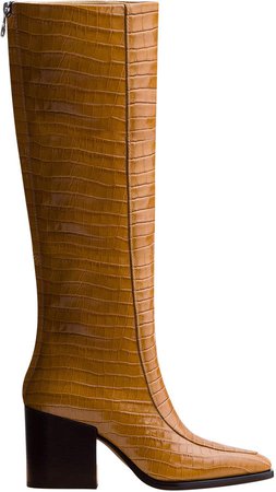 Aeyde Charlie Croc-Embossed Leather Knee-High Boots