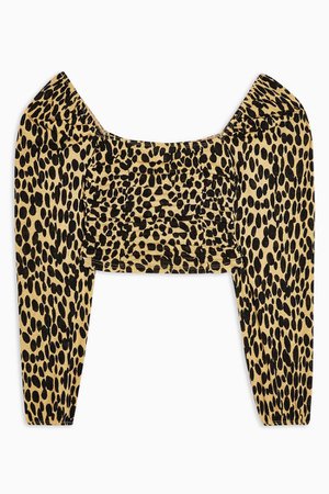 TALL Animal Print Ruched Long Sleeve Top | Topshop