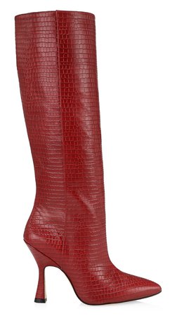 red knee high boots