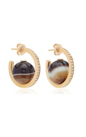 Horizon 18k Yellow Gold Agate, Diamond Earrings By Azlee | Moda Operandi