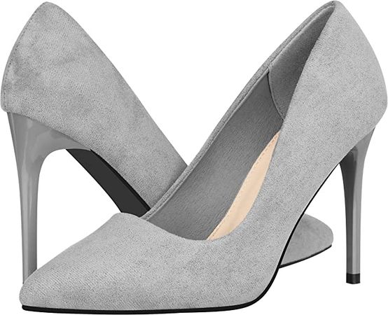Amazon.com | ILLUDE Women's High Heel Pumps Stiletto Heels Pointed Toe Pumps Shoes - Nancy (10, Grey Suede) | Shoes