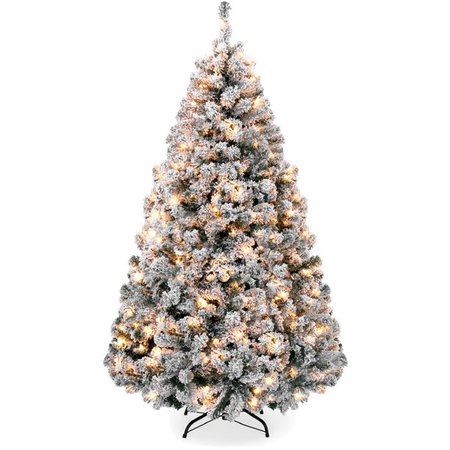 Best Choice Products 6ft Pre-Lit Holiday Christmas Pine Tree w/ Snow Flocked Branches, 250 Warm White Lights - Walmart.com - Walmart.com