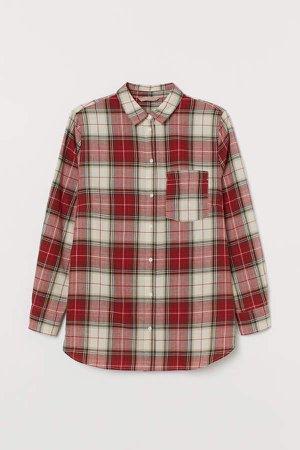 H&M+ Plaid Cotton Shirt - Red
