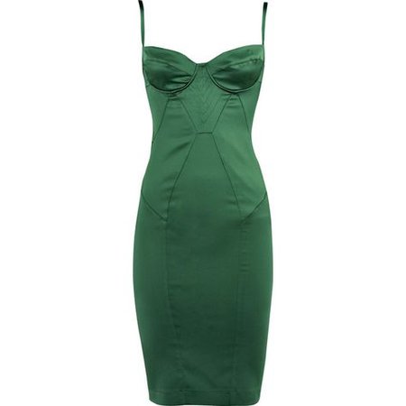 Green Satin Corset Slip Dress