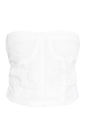 Shape White Denim Corset Detail Crop Top | PrettyLittleThing USA