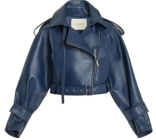 LAPOINTE Belted Faux Leather Moto Jacket