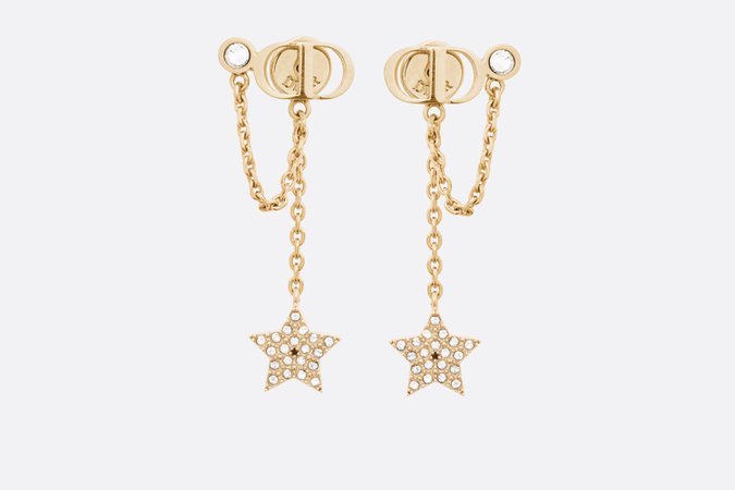 Petit CD Earrings Gold-Finish Metal and White Crystals | DIOR