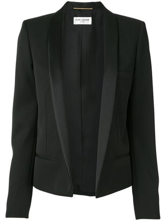 Shop black Saint Laurent open front blazer with Express Delivery - Farfetch