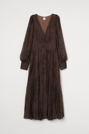 Voluminous Chiffon Dress - Brown/crocodile-patterned - Ladies | H&M US