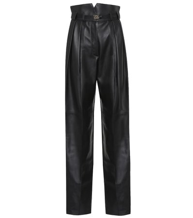 FENDI High-rise leather straight pants