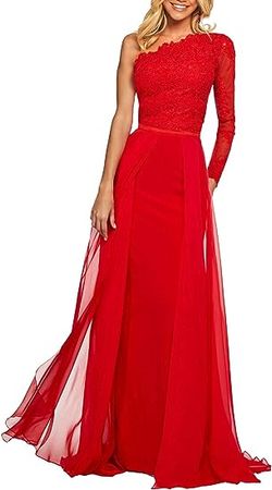ISABUFEI Chiffon Prom Dress Long Wedding Guest Dresses for Women Formal Party Gowns Lace Appliques at Amazon Women’s Clothing store