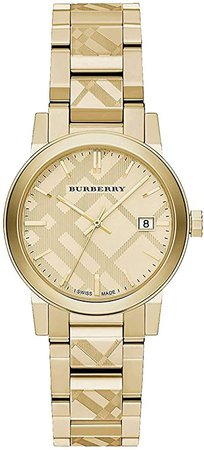 Amazon.com: Swiss Rare Engraved Gold Check Date Dial 34mm Women Wrist Watch The City BU9145: Christopher Bailey: Clothing