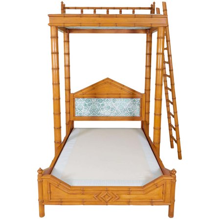 Faux Bamboo Bed with Platform Canopy For Sale at 1stDibs