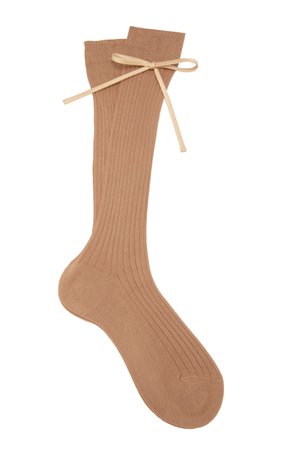 Bow-Detailed Rib-Knit Knee Socks by Prada | Moda Operandi