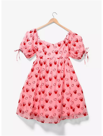 Disney Minnie Mouse Sweetheart Pink Puff-Sleeved Plus Size Dress - BoxLunch Exclusive