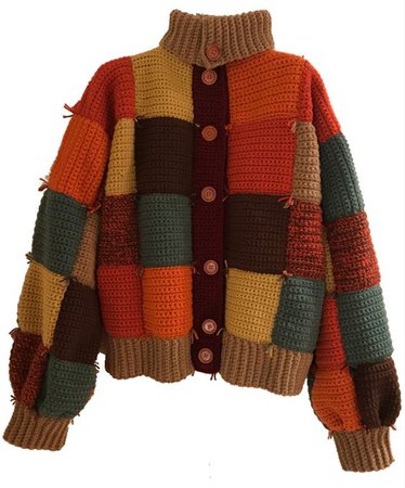 Patchwork knit cardigan