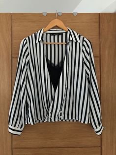 Navy and White Striped Blouse