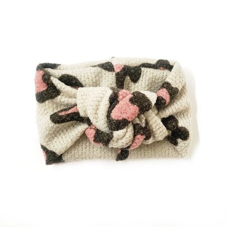 Twist Knot Headband, Pink/Taupe Leopard - SpearmintLOVE