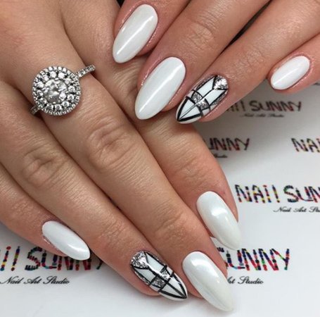 white/black/silver nails