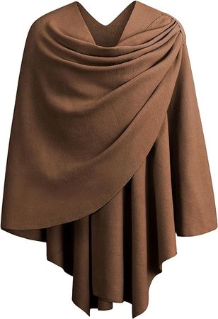 PULI Womens Large Cross Front Poncho Sweater Wrap Topper Knitted Elegant Shawls Cape for Fall Winter at Amazon Women’s Clothing store