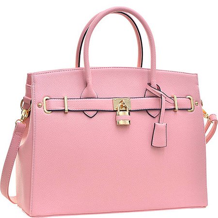 Dasein Faux Leather Work Satchel with Padlock - eBags.com