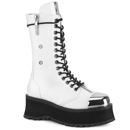 DEMONIA "Gravedigger-14" Ankle Boots - White Vegan Leather – Demonia Cult