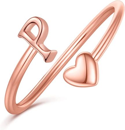 Amazon.com: Ailetop Heart Initial Rings for Teen Girls Women,Rose Gold Plated Heart Initial P Ring Stackable Rings for Women Adjustable Initial Rings for Teen Girls Cute Heart Letter Rings for Teen Girls : Clothing, Shoes & Jewelry