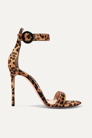 Leopard print Portofino 100 leopard-print calf hair sandals | Gianvito Rossi | NET-A-PORTER