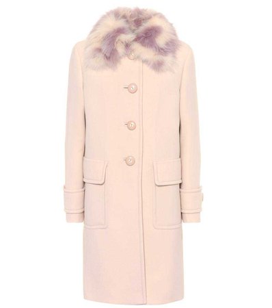 Miu Miu - Fur-trimmed wool-crêpe coat | mytheresa.com