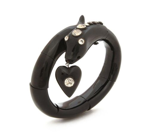 Victorian Jet Snake Bracelet with Heart Charm Dangle Antique | Etsy