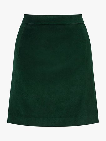 Jigsaw Velvet Mini Skirt, Dark Ivy at John Lewis & Partners