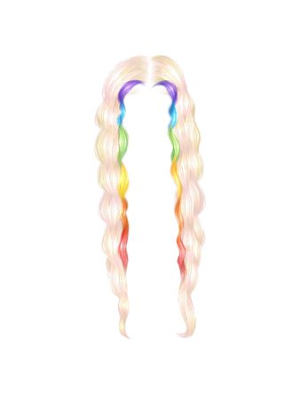 bling hair rainbow streaks highlights wig transparent png