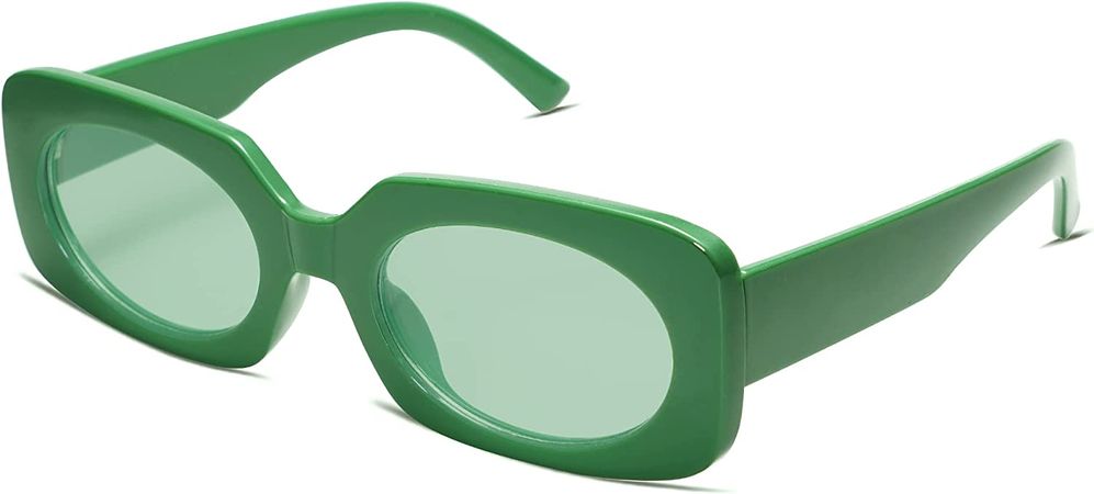 Amazon.com: VANLINKER Rectangle Sunglasses for Women Retro Trendy Fashion Eyewear Narrow Thin Square Frame UV400 Protection VL9624 Green Frame/Green Lens : Clothing, Shoes & Jewelry
