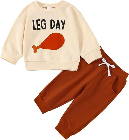 Amazon.com: Amiblvowa Baby Girl Boy Thanksgiving Outfit Turkey Leg Day Sweatshirt and Pants Set Newborn Infant Toddler Outfits Clothes (Beige Brown, 0-6 Months): Clothing, Shoes & Jewelry