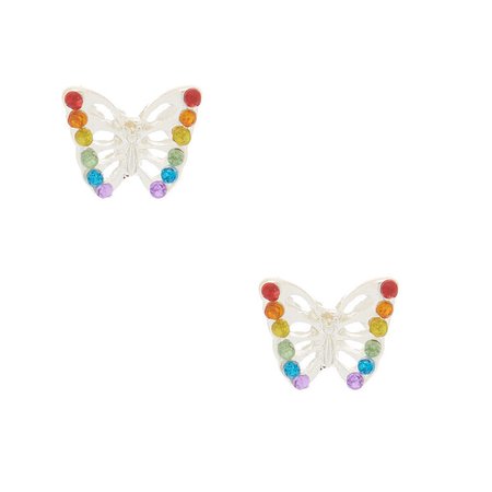 Rainbow Butterfly Stud Earrings | Claire's US