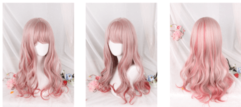 Gradiant Pink Lolita Long Curly Wig - SpreePicky