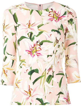 lily-print blouse