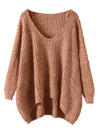 2018 Chunky V Neck Oversized Sweater In COFFEE ONE SIZE | ZAFUL