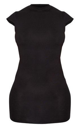 Black Cap Sleeve High Neck Bodycon Dress | PrettyLittleThing USA