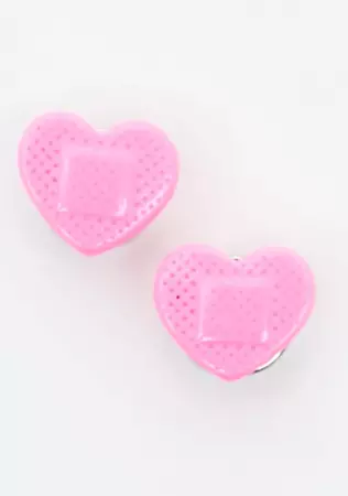 Heart Stud Earrings - Pink – Dolls Kill