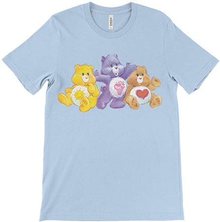 Amazon.com: RageOn Cares Bears Sunshine, Share, and Tenderheart Bear Premium All Over Print T-Shirt Blizzard Blue: Clothing