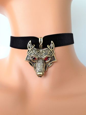 Wolf Choker Black Velvet Choker Wolf Necklace Stretch - Etsy
