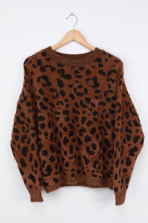 Lucca Couture Leopard - Brown Sweater - Eyelash Knit Sweater - Lulus