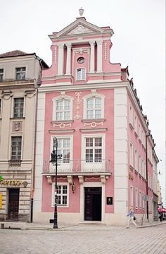 pale pink city building
